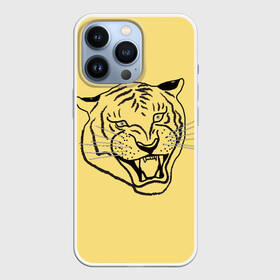 Чехол для iPhone 13 Pro с принтом тигр на золотом фоне в Белгороде,  |  | art line | chinese calendar | contour | golden | head | mascot | muzzle | new year | symbol | tiger | year of the tiger | арт лайн | год тигра | голова | золотой | китайский календарь | контур | новогодний | новый год | символ | талисман | тигр