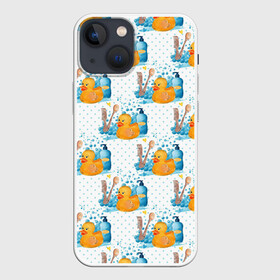 Чехол для iPhone 13 mini с принтом Утенок чистюля в Белгороде,  |  | мойка | птичка | умывание | утенок | утка | чистка зубов | чистюля