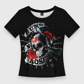 Женская футболка 3D Slim с принтом Ганз энд роузес в Белгороде,  |  | alternative | guns n roses | metall | music | rock | альтернатива | ганс энд росес | металл | музыка | пушки и розы | рок