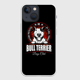 Чехол для iPhone 13 mini с принтом Бультерьер (Bull Terrier) в Белгороде,  |  | Тематика изображения на принте: bull terrier | bulldog | dog | fighting dog | pit bull | terrier | бойцовская собака | бульдог | бультерьер | год собаки | друг человека | животное | зверь | кинолог | кость | пёс | питбуль | порода собак | собака