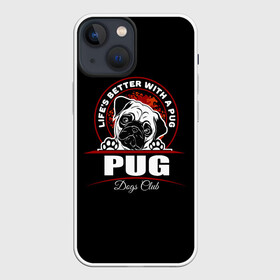 Чехол для iPhone 13 mini с принтом Мопс (Pug) в Белгороде,  |  | bulldog | pug | pug dog | pug puppies | бульдог | год собаки | друг человека | дружные мопсы | дядя мопс | животное | зверь | кинолог | мопс | пёс | порода собак | собака боксёр | собака мопс | собаковод | четвероногий