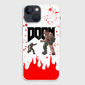 Чехол для iPhone 13 mini с принтом Doomguy vs Cyberdemon (+спина) в Белгороде,  |  | cyber demon | cyberdemon | demons | devil | doom | doom eternal | doom slayer | doomguy | hell | slayer | ад | демон | демоны | дум | думгай | кибер демон | кибердемон | солдат рока