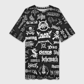Платье-футболка 3D с принтом ЛОГОТИПЫ МЕТАЛ ГРУПП  METAL BANDS LOGO в Белгороде,  |  | black sabbath | bmth | dio | heavy metal | iron maiden | judas priest | megadeth | metallica | motorhead | pantera | slayer | slipknot | группы | метал | рок