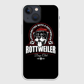 Чехол для iPhone 13 mini с принтом Ротвейлер (Rottweiler) в Белгороде,  |  | Тематика изображения на принте: animal | dog | fighting dog | rottweiler | бойцовская собака | год собаки | друг человека | животное | зверь | кинолог | пёс | порода собак | ротвейлер | собака ротвейлер | собаковод | хищник | четвероногий