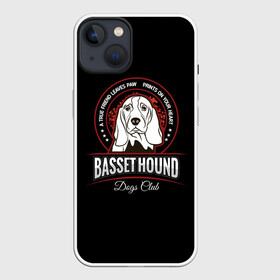 Чехол для iPhone 13 с принтом Бассет Хаунд (Basset Hound) в Белгороде,  |  | animal | dog | hunter | бассет хаунд | год собаки | гончая собака | друг человека | животное | зверь | кинолог | легавая | охотник | охотничья собака | пёс | порода собак | собака бассет хаунд | собаковод