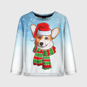 Детский лонгслив 3D с принтом Новогодний Корги   New Years Corgi в Белгороде, 100% полиэстер | длинные рукава, круглый вырез горловины, полуприлегающий силуэт
 | christmas | corgi | dog | santa | дед мороз | елка | зима | корги | новый год | рождество | санта | снег | снегурочка | снежинка | собака | собачка | щенок