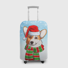 Чехол для чемодана 3D с принтом Новогодний Корги   New Years Corgi в Белгороде, 86% полиэфир, 14% спандекс | двустороннее нанесение принта, прорези для ручек и колес | christmas | corgi | dog | santa | дед мороз | елка | зима | корги | новый год | рождество | санта | снег | снегурочка | снежинка | собака | собачка | щенок