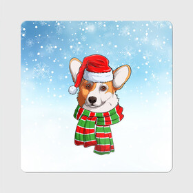 Магнит виниловый Квадрат с принтом Новогодний Корги   New Years Corgi в Белгороде, полимерный материал с магнитным слоем | размер 9*9 см, закругленные углы | christmas | corgi | dog | santa | дед мороз | елка | зима | корги | новый год | рождество | санта | снег | снегурочка | снежинка | собака | собачка | щенок