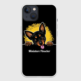 Чехол для iPhone 13 с принтом Пинчер (Miniature Pinscher) в Белгороде,  |  | animal | dog | german pinscher | min pi | miniature pinscher | pinscher | год собаки | друг человека | животное | зверь | кинолог | мин пин | миниатюрный пинчер | немецкий пинчер | пёс | пинчер | порода собак | собака