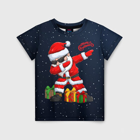Детская футболка 3D с принтом SANTA DABBING в Белгороде, 100% гипоаллергенный полиэфир | прямой крой, круглый вырез горловины, длина до линии бедер, чуть спущенное плечо, ткань немного тянется | christmas | dab | dabbing | santa | дед мороз | елка | зима | новый год | подарок | рождество | санта | снег | снегурочка | снежинка