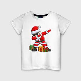 Детская футболка хлопок с принтом Санта Даб   Santa Dab в Белгороде, 100% хлопок | круглый вырез горловины, полуприлегающий силуэт, длина до линии бедер | christmas | dab | dabbing | santa | дед мороз | елка | зима | новый год | подарок | рождество | санта | снег | снегурочка | снежинка