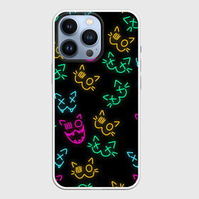 Чехол для iPhone 13 Pro с принтом НЕОНОВЫЕ КОТИКИ   NEON FACES CATS в Белгороде,  |  | animals | cats | color cats | kitty | neon cats | neon kitty | животные | звери | коты | кошки | неон | неон котики | неоновые коты | радужные коты