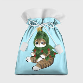Подарочный 3D мешок с принтом Кот ёлочка в Белгороде, 100% полиэстер | Размер: 29*39 см | арт | арт с котом | в подарок | для детей | для ребенка | елка | забавный кот | иллюстрация | илюстрация | к новому году | кот | кот в костюме | коты | кошка | кошки | красивый кот | милые животные | на