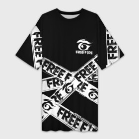 Платье-футболка 3D с принтом GARENA FREE FIRE OFF CYBER LINE STYLE в Белгороде,  |  | free fire | freefire | garena | garena free fire | гарена | гарена фри фаер | фри фаер | фрифаер
