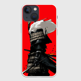 Чехол для iPhone 13 mini с принтом Самурай сёгун на красном фоне в Белгороде,  |  | samurai | wano kuni | ниндзя | путь война | самурай | семь самураев | токио | черный самурай | японский самурай
