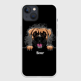 Чехол для iPhone 13 с принтом Боксёр (Boxer) в Белгороде,  |  | animal | boxer | bulldog | dog | fighting dog | pit bull | бойцовская собака | боксёр | бульдог | год собаки | друг человека | животное | кинолог | немецкий боксёр | пёс | питбуль | порода собак | собака боксёр | собаковод