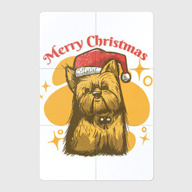 Магнитный плакат 2Х3 с принтом Merry Christmas в Белгороде, Полимерный материал с магнитным слоем | 6 деталей размером 9*9 см | art | christmas | dog | drawing | hat | new year | stars | арт | звезды | новый год | пес | рисунок | рождество | собака | собака в шапке
