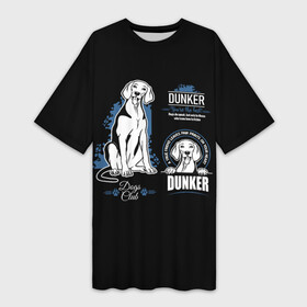 Платье-футболка 3D с принтом Дункер (Dunker) в Белгороде,  |  | animal | dog | dunker dog | hound dog | norwegian hound | год собаки | гончая собака | друг человека | дункер | животное | зверь | кинолог | норвежская гончая | пёс | порода собак | собака | собака дункер | собаковод | щенок