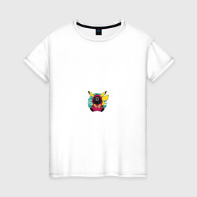 Женская футболка хлопок с принтом Pika game в Белгороде, 100% хлопок | прямой крой, круглый вырез горловины, длина до линии бедер, слегка спущенное плечо | pikachu | pokemon | squid game | игра кальмара | пикачу | покемон