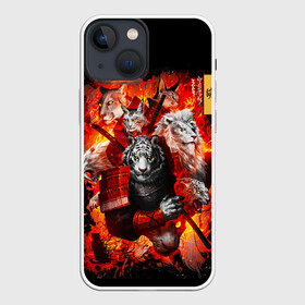 Чехол для iPhone 13 mini с принтом Водяной Тигр 2022 и крупные кошки лев, рысь в Белгороде,  |  | Тематика изображения на принте: lyon | new year | samurai | tiger | кошка | лев | новый год | путь ниндзя | с наступающим | с новым годом | самурай | сегун | семь самураев | тигр | токио