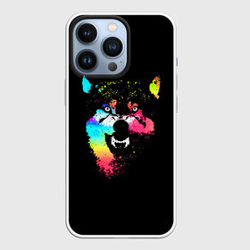 Чехол для iPhone 13 Pro с принтом Неоновый свирепый волк в Белгороде,  |  | color | enemy | fangs | force | grin | jaw | power | wolf | волк | зверь | клыки | мощь | неон | оскал | пасть | сила | цвет
