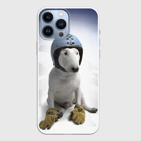 Чехол для iPhone 13 Pro Max с принтом Bully   легендарный гонщик в Белгороде,  |  | bull terrier | dog | flag | gloves | helmet | motorsport | muzzle | paws | racer | автоспорт | бультерьер | гонщик | лапы | перчатки | собака | флаг | шлем