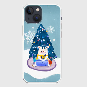 Чехол для iPhone 13 mini с принтом Медвежонок под новогодней елкой в Белгороде,  |  | 2022 | christmas | new year | животные | звери | зверюшки | зима | кавай | медведь | медвежонок | милота | милый | мишка | нг | новогодний | новый год | рождество | снег