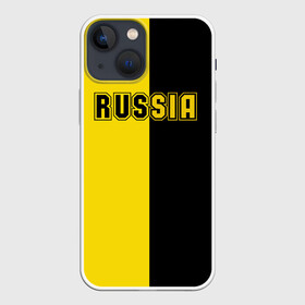 Чехол для iPhone 13 mini с принтом Россия черно желтое RUSSIA - BORUSSIA в Белгороде,  |  | боруссия | желтое | патриот | россия | черное