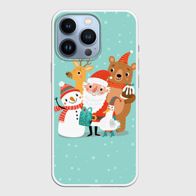 Чехол для iPhone 13 Pro с принтом Звери и Дед Мороз в Белгороде,  |  | 2022 | christmas | new year | животные | звери | зверюшки | кавай | милота | милый | нг | новогодний | новый год | рождество