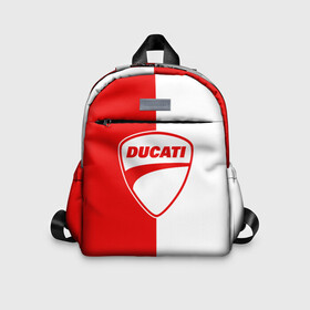 Детский рюкзак 3D с принтом DUCATI WHITE RED STYLE LOGO в Белгороде, 100% полиэстер | лямки с регулируемой длиной, сверху петелька, чтобы рюкзак можно было повесить на вешалку. Основное отделение закрывается на молнию, как и внешний карман. Внутри дополнительный карман. По бокам два дополнительных кармашка | Тематика изображения на принте: ducati | italy | moto | motocycle | racing | sport | дукати | италия | мото | мотоспорт | мотоцикл | рейсинг | спорт