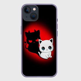 Чехол для iPhone 13 с принтом КОТИК ДЬЯВОЛ   KITTY DEVIL в Белгороде,  |  | Тематика изображения на принте: animals | cat | demon | devil | kitty | дьявол | животные | звери | котик | кошки