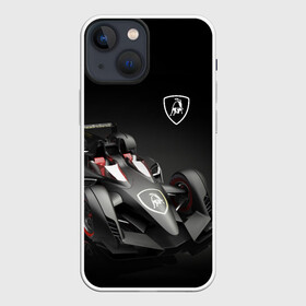 Чехол для iPhone 13 mini с принтом Lamborghini F1 в Белгороде,  |  | bolid | car | f1 | lamborghini | motorsport | power | prestige | автомобиль | болид | италия | ламборгини | мощь | престиж