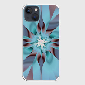 Чехол для iPhone 13 с принтом Абстрактный цветок. Голубой. в Белгороде,  |  | abstraction | blue | flower | fractal | pattern | абстракция | узор | фрактал | цветок