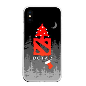 Чехол для iPhone XS Max матовый с принтом Dota 2  С Новым годом в Белгороде, Силикон | Область печати: задняя сторона чехла, без боковых панелей | christmas | dota 2 | fir forest | happy new year | logo | moon | multiplayer | night | pc game | tree with balls | ёлка с шариками | еловый лес | компьютерная игра | логотип | луна | многопользовательская | ночь | рождество | с новым годом