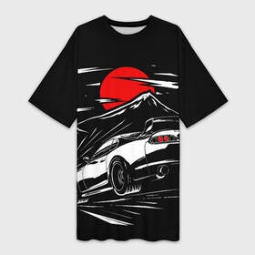 Платье-футболка 3D с принтом Тойота супра mark 4 при красной луне Toyota supra в Белгороде,  |  | a80 | ae86 | camry | car | fast furious | jdm | mark 4 | toyota | а80 | камри | марк | машина | супра | тоёта | форсаж