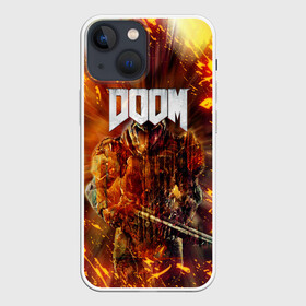 Чехол для iPhone 13 mini с принтом DOOMGAY GRUNGE FIRE в Белгороде,  |  | doom | doom eternal | doom slayer | doomguy | slayer | дум | дум гай | думгай | солдат рока