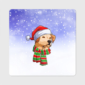 Магнит виниловый Квадрат с принтом Новогодний Лабрадор   New Years Labrador в Белгороде, полимерный материал с магнитным слоем | размер 9*9 см, закругленные углы | christmas | dog | labrador | retriever | santa | дед мороз | зима | лабрадор | новый год | ретривер | рождество | санта | снег | снежинка | собака | собачка | щенок