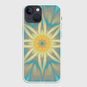 Чехол для iPhone 13 mini с принтом Летнее солнце. Абстракция. в Белгороде,  |  | abstraction | blue | fractal | round | summer | sun | turquoise | yellow | абстракция | бирюзовый | желтый | круглый | летний | солнце | фрактал