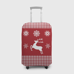 Чехол для чемодана 3D с принтом Узор с оленями в Белгороде, 86% полиэфир, 14% спандекс | двустороннее нанесение принта, прорези для ручек и колес | background | christmas | deer | holiday | new year | pattern | snowflakes | новый год | олени | праздник | рождество | снежинки | узор | фон