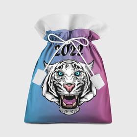 Подарочный 3D мешок с принтом Оскал тигра в Белгороде, 100% полиэстер | Размер: 29*39 см | кошка | новый год | оскал | праздник | тигр