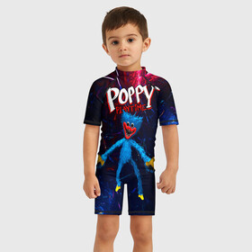 Детский купальный костюм 3D с принтом Poppy Playtime Хагги Вугги в Белгороде, Полиэстер 85%, Спандекс 15% | застежка на молнии на спине | horror | huggy | huggy wuggy | monster | poppy playtime | монстр | поппи плейтайм | поппи плэйтайм | хагги | хагги вугги | хоррор игра