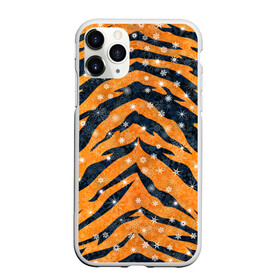 Чехол для iPhone 11 Pro матовый с принтом Новогодняя шкура тигра в Белгороде, Силикон |  | 2022 | новый год | оранжевый | полосатый | полоски | полосы | снег | снежинки | тгриный | тигр