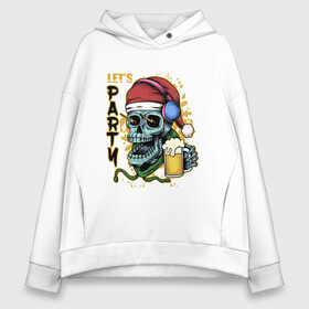 Женское худи Oversize хлопок с принтом Skull Santa в Белгороде, френч-терри — 70% хлопок, 30% полиэстер. Мягкий теплый начес внутри —100% хлопок | боковые карманы, эластичные манжеты и нижняя кромка, капюшон на магнитной кнопке | art | beer | christmas | headphones | new year | santa | skull | арт | наушники | новый год | рождество | санта | череп