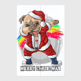 Магнитный плакат 2Х3 с принтом Christmas Pug в Белгороде, Полимерный материал с магнитным слоем | 6 деталей размером 9*9 см | Тематика изображения на принте: christmas | dab | dog | holiday | new year | pug | rainbow | santa | даб | мопс | новый год | праздник | радуга | рождество | санта | собака