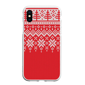 Чехол для iPhone XS Max матовый с принтом Knitted Pattern в Белгороде, Силикон | Область печати: задняя сторона чехла, без боковых панелей | background | christmas | holiday | knitted | knitted pattern | pattern | snow | trees | winter | вязаный | вязаный узор | елки | зима | праздник | рождество | снег | узор | фон