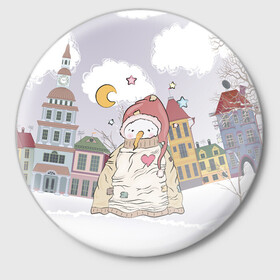 Значок с принтом Одинокий снеговик в Белгороде,  металл | круглая форма, металлическая застежка в виде булавки | brawl | brawl stars | brawlstars | lola | бравл | бравлстарс | лола | лоли | разрушитель