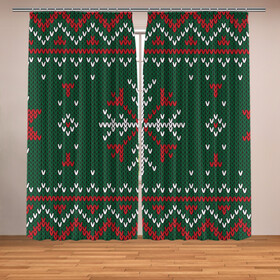 Фотошторы с принтом Knitted Snowflake Pattern в Белгороде, Блэкаут (светозащита 90%) / Габардин (светозащита 40% | 2 полотна шириной по 145 см; Высота 200-300 см; Крепление: шторная лента (на крючки); | background | christmas | holiday | knitted pattern | pattern | snowflakes | trees | winter | вязаный узор | елки | зима | праздник | рождество | снежинки | узор | фон