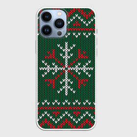 Чехол для iPhone 13 Pro Max с принтом Knitted Snowflake Pattern в Белгороде,  |  | background | christmas | holiday | knitted pattern | pattern | snowflakes | trees | winter | вязаный узор | елки | зима | праздник | рождество | снежинки | узор | фон