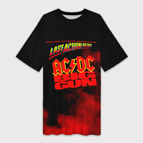 Платье-футболка 3D с принтом AC DC  BIG GUN в Белгороде,  |  | ac dc | acdc | angus young | австралийская | ангус янг | ас дс | асдс | блюз | крис слэйд | метал | молния | музыка | рок группа | рокнролл | стиви янг | хард | хардрок | эксл роуз