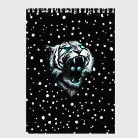 Скетчбук с принтом Личина Тигра в Белгороде, 100% бумага
 | 48 листов, плотность листов — 100 г/м2, плотность картонной обложки — 250 г/м2. Листы скреплены сверху удобной пружинной спиралью | Тематика изображения на принте: blue | christmas | eyes | face | glow | mask | muzzle | new | snow | symbol | tiger | winter | year | глаза | год | года | зима | лицо | личина | маска | нового | новый | рождество | свечение | символ | синее | снег | тигр | тигра